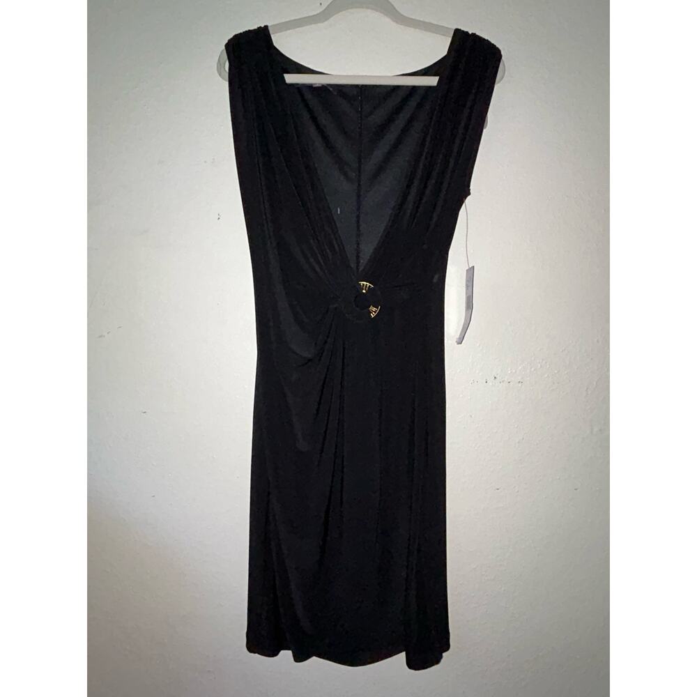 Jones Wear Day to Night Office Business Sleeveless Draped Plunge Dress
